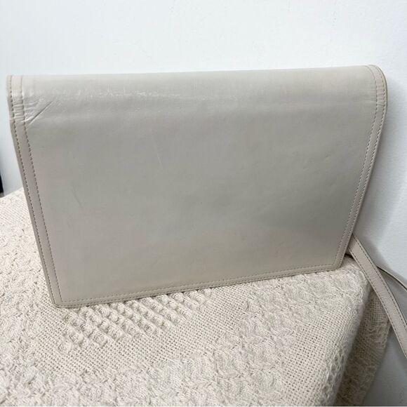 Vintage Parri’s Firenze Cream Leather Clutch Shoulder Bag Envelope Classic - Picture 6 of 12